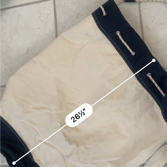 G.H. Bass Canvas Tote in Cream & navy blue - Picture 4 of 6